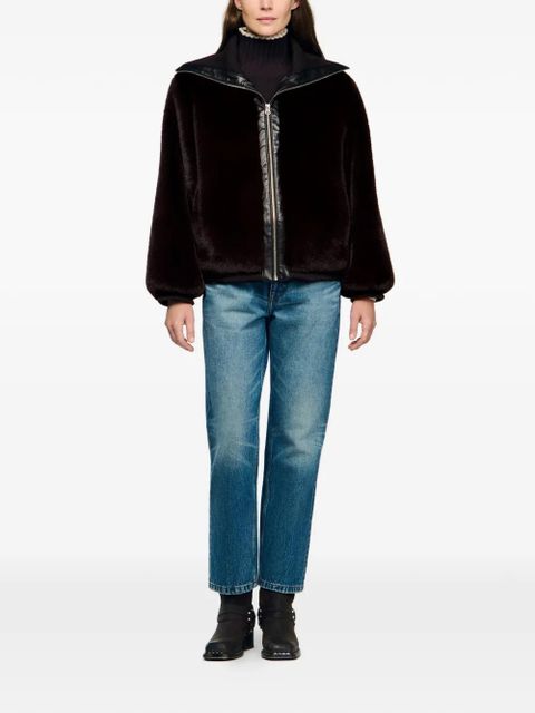SANDRO faux-fur jacket - Brown