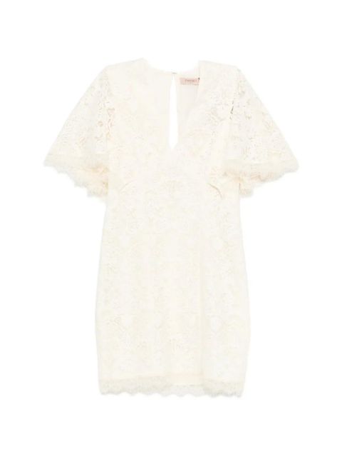 TWINSET V-neck lace mini dress - Neutrals - zdjęcie produktu nr 1