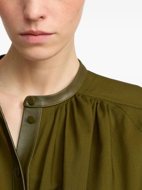 Yves Salomon leather-trim midi dress - Green