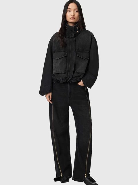 AllSaints kurtka jeansowa CLAY kolor czarny przejściowa W118OD