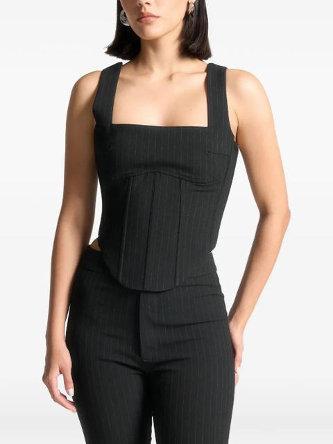 Manière De Voir square-neck pinstripe corset top - Black - zdjęcie produktu nr 1