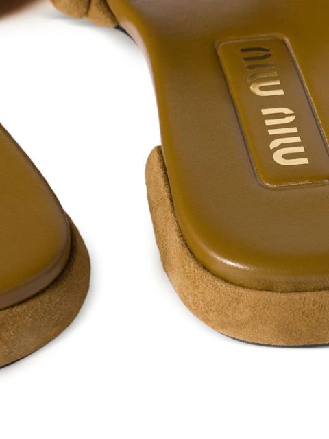 Miu Miu matelassé suede slides - Green