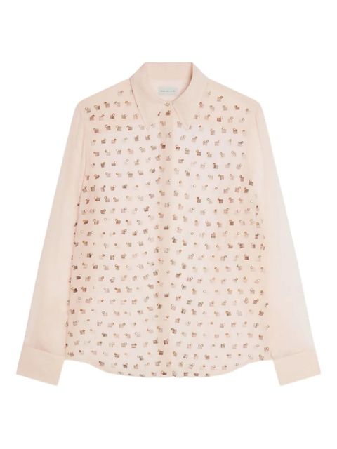 DRIES VAN NOTEN rhinestone-embellished shirt - Pink - zdjęcie produktu nr 1