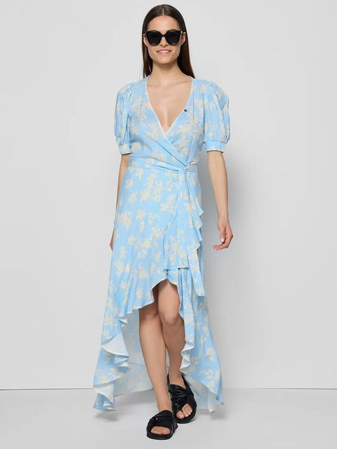 Bizuu sukienka ISLAY kolor niebieski midi rozkloszowana ISLAY BŁĘKITNY