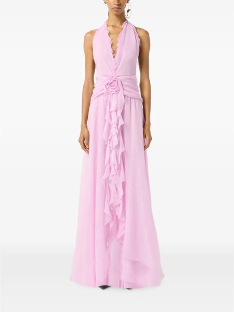 Blumarine ruffled georgette maxi dress - Pink