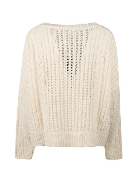 Weekend Max Mara cable-knit eyelet sweater - White - zdjęcie produktu nr 2