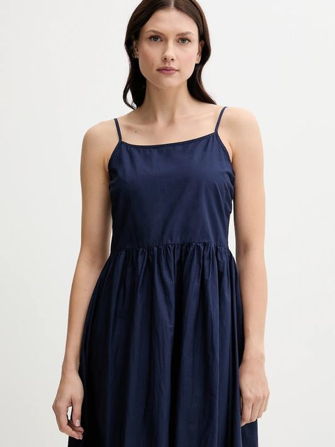 United Colors of Benetton sukienka bawełniana kolor granatowy midi rozkloszowana 4KUSDV0B7