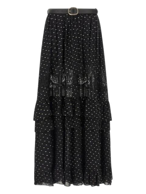 Self-Portrait chiffon lace maxi skirt - Black - zdjęcie produktu nr 1
