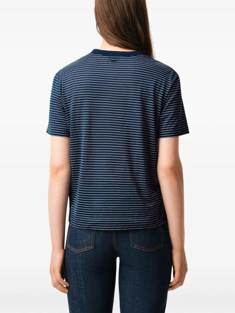 AMI Paris Ami De Coeur striped logo-patch T-shirt - Blue