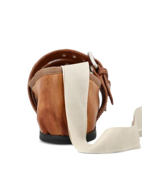 Miu Miu buckle-strap ballerina shoes - Brown