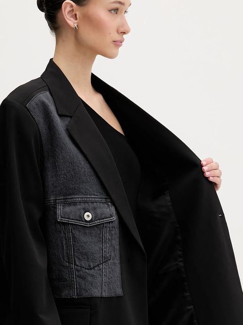 Karl Lagerfeld Jeans marynarka kolor czarny oversize gładka B1W14026