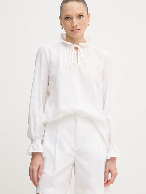 Marc Aurel bluzka bawełniana damska kolor biały gładka 6300-1000-93431 - zdjęcie produktu nr 1