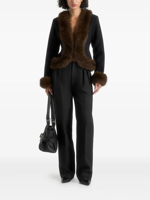 Manière De Voir Lina faux fur-trim jacket - Black