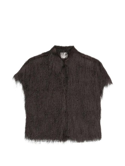 Alysi fringed short-sleeve top - Brown - zdjęcie produktu nr 1