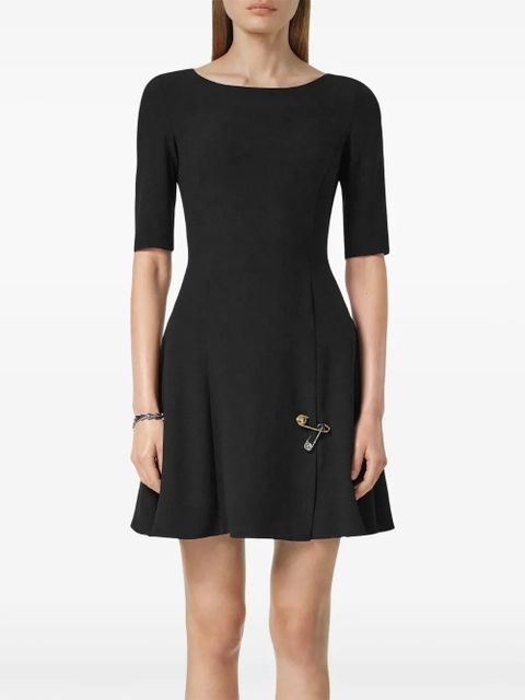 Versace Safety Pin flared satin mini dress - Black
