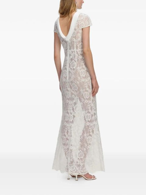 Self-Portrait floral lace maxi dress - White