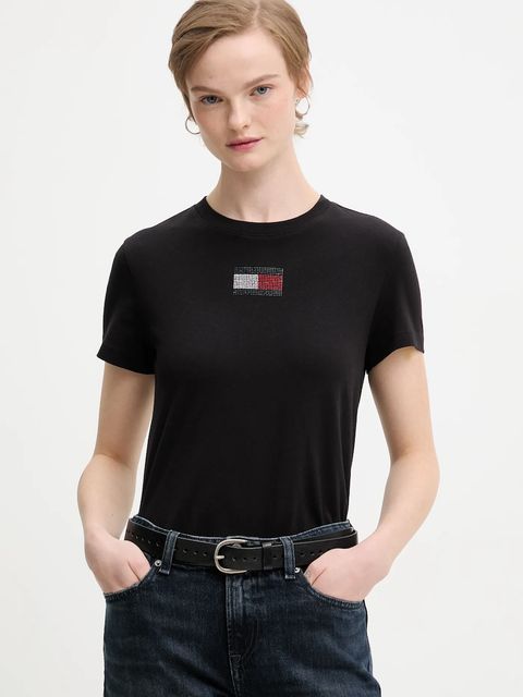 Tommy Jeans t-shirt bawełniany damski kolor czarny DW0DW21965