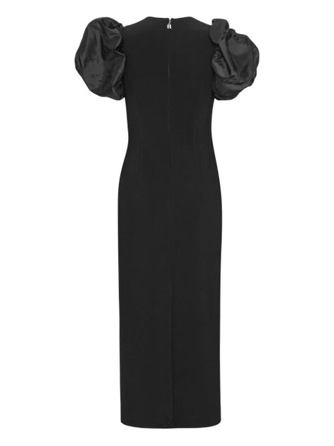 ROTATE BIRGER CHRISTENSEN draped puff-sleeve midi dress - Black - zdjęcie produktu nr 2