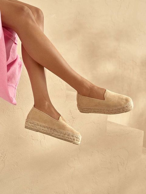 Manebi espadryle zamszowe Hamptons Double Sole Espadrilles kolor beżowy na platformie K 1.1 D0