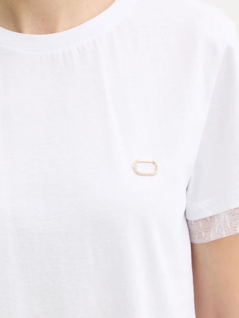 Twinset t-shirt bawełniany damski kolor biały 252TT231A