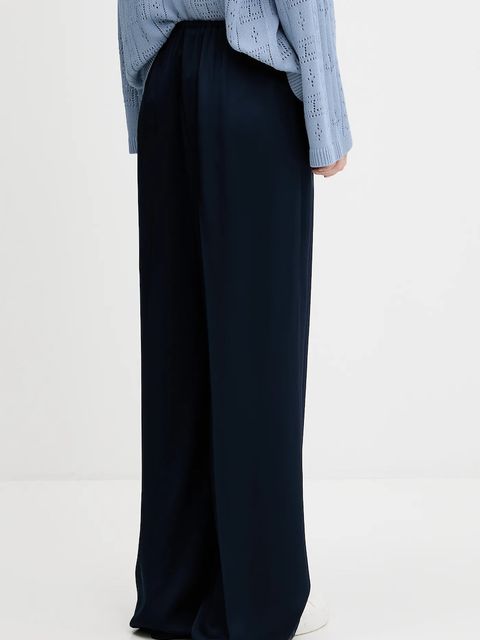 Tommy Hilfiger spodnie damskie kolor granatowy szerokie high waist WW0WW47171