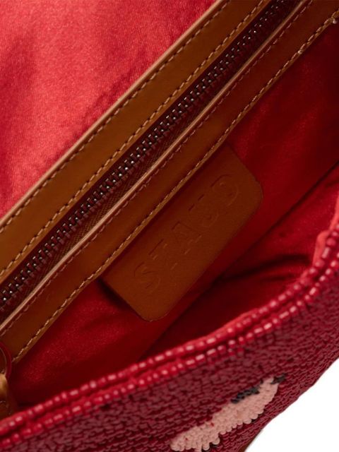 STAUD x FOLK TOWN beaded fringed shoulder bag - Red