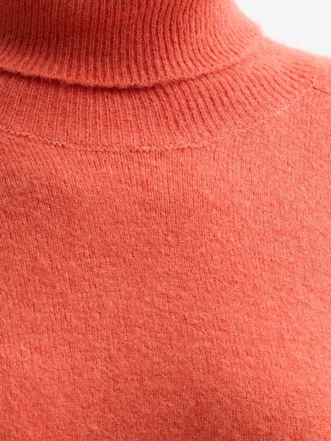 United Colors of Benetton sweter damski kolor pomarańczowy lekki z golfem 11CZD204F