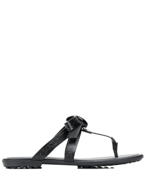 Tod's embossed logo flat sandals - Black - zdjęcie produktu nr 1