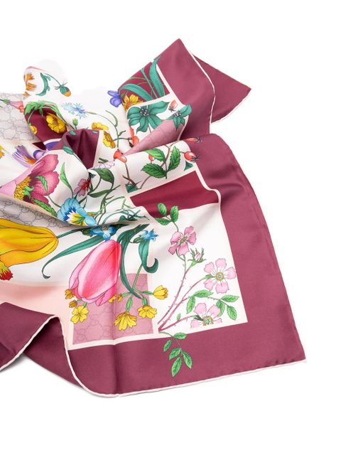 Gucci Flora-print silk scarf - White