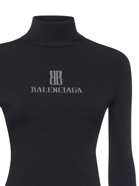 Balenciaga logo-detail ribbed turtleneck top - Black