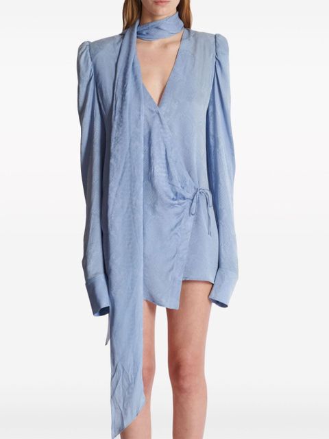 Balmain snakeskin-print silk minidress - Blue