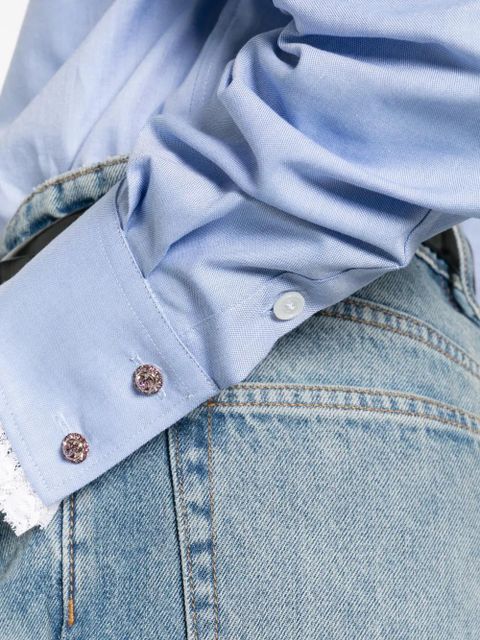 Valentino Garavani ruffled-trim collar shirt - Blue