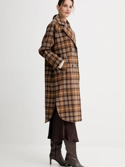 Marc O'Polo płaszcz z wełną kolor brązowy 508018371151