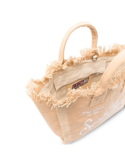 MC2 Saint Barth Colette frayed logo-print tote bag - Neutrals