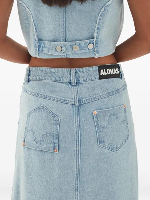 ALOHAS Carmina asymmetric denim maxi skirt - Blue
