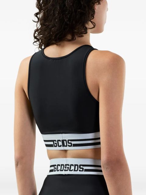 GCDS logo-detail crop top - Black