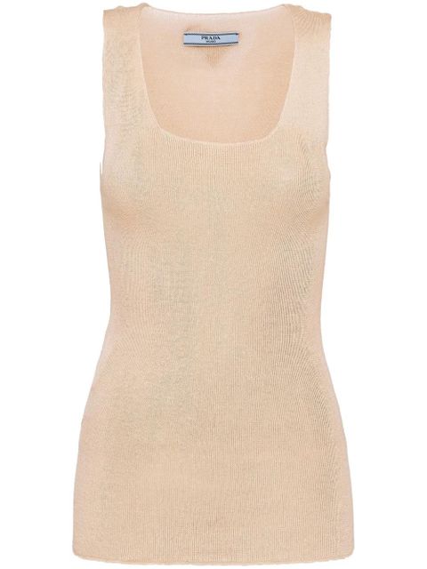 Prada cotton ribbed tank top - Neutrals - zdjęcie produktu nr 1
