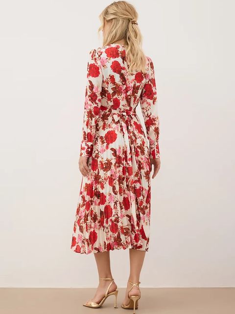 Bizuu sukienka NYLA kolor czerwony midi rozkloszowana NYLA KREMOWY