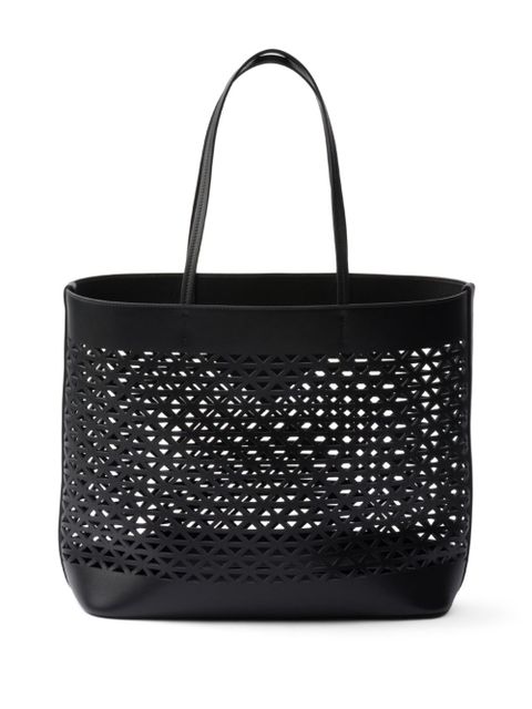 Prada logo-perforated tote bag - Black - zdjęcie produktu nr 2