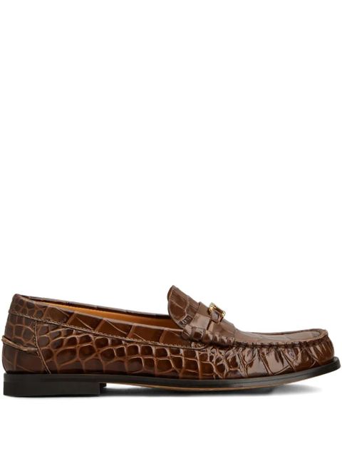 Tod's Oval-T leather-embossed loafers - Brown - zdjęcie produktu nr 1