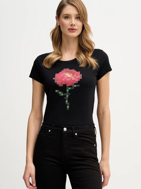 Sisley t-shirt bawełniany damski kolor czarny 3I1XL107Z - zdjęcie produktu nr 1