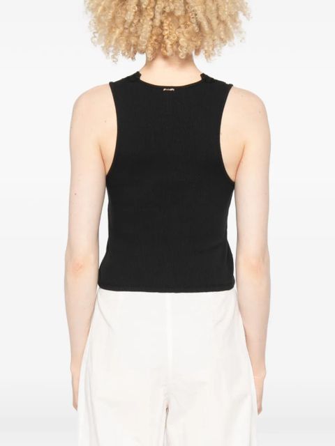 TWINSET lace-trim ribbed top - Black