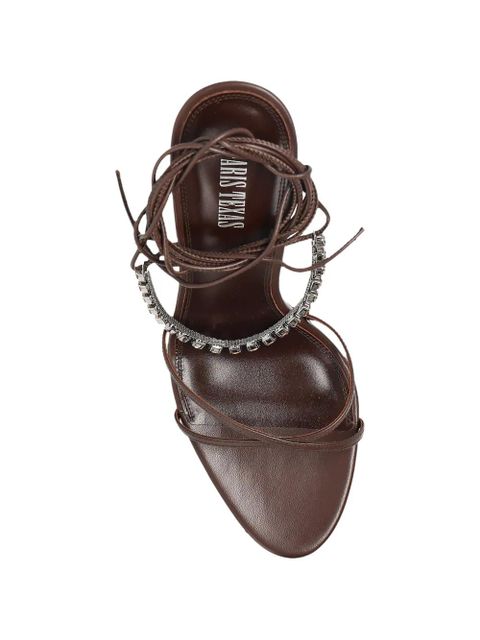 Paris Texas crystal-embellished tie-fastening sandals - Brown