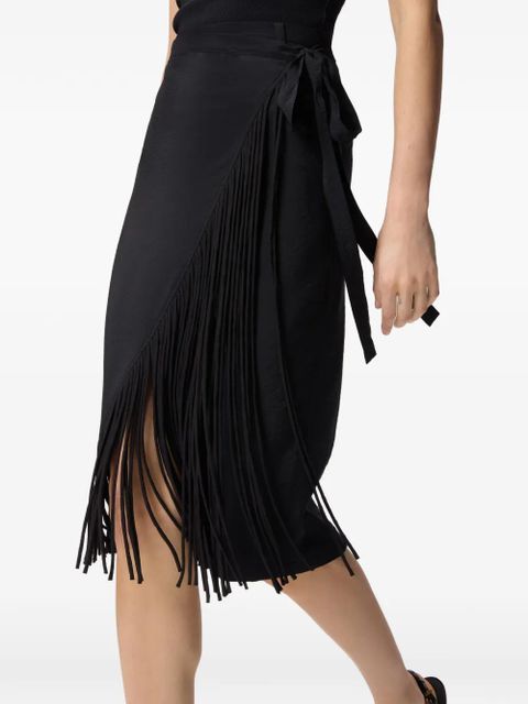 PINKO Bacedasco fringe wrap skirt - Black