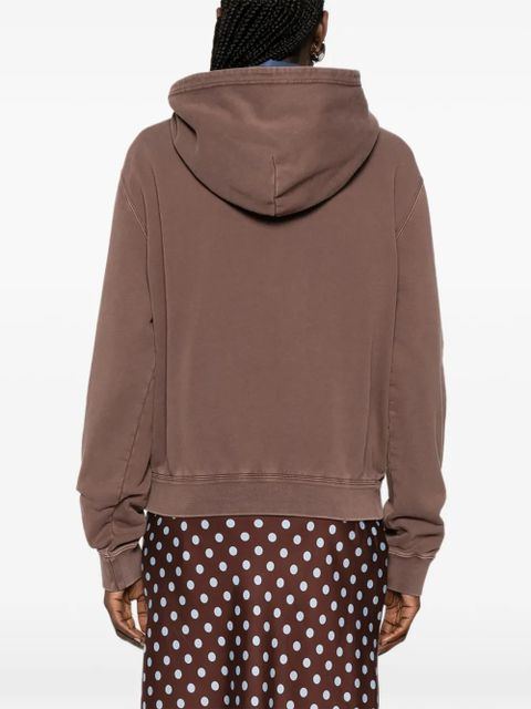 Miu Miu embroidered zip hoodie - Brown