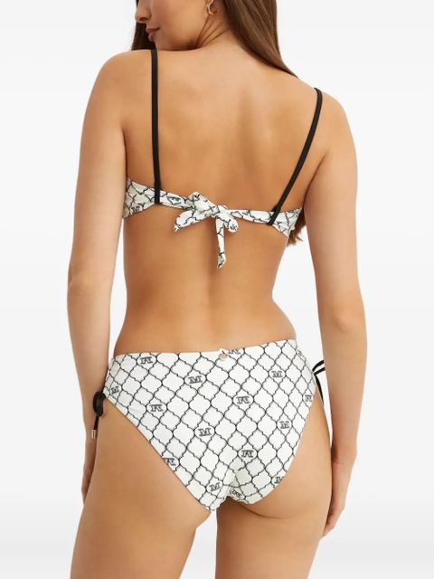 Max Mara Alicia monogram-ruffled bandeau bikini top - White