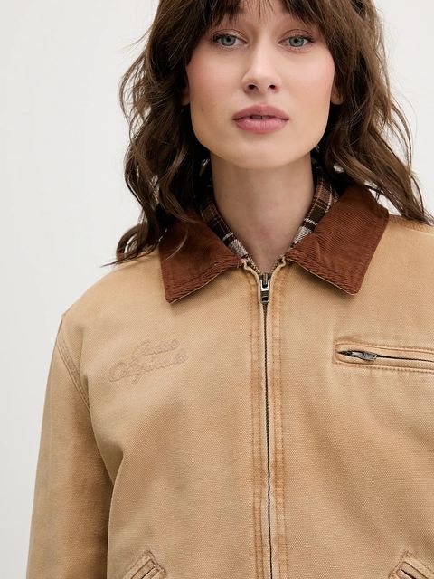 Guess Originals kurtka jeansowa kolor brązowy przejściowa W5BN80 WG163