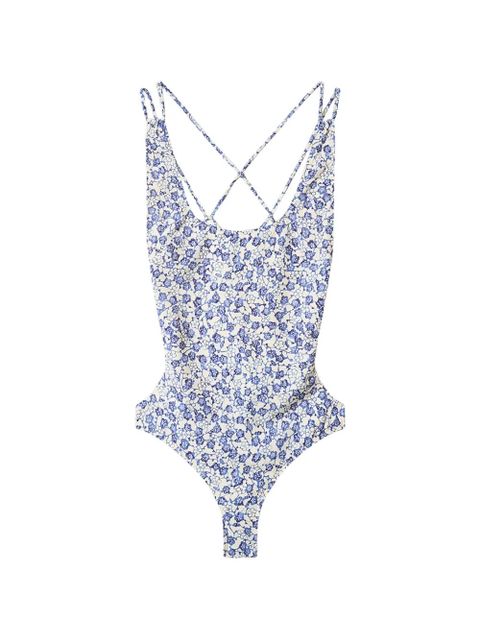 ISABEL MARANT Tenisia floral-print crossover-straps swimsuit - Blue - zdjęcie produktu nr 1
