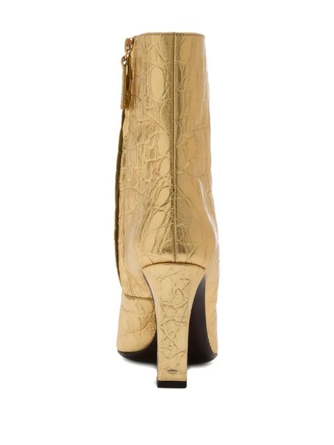 Giuseppe Zanotti 90mm Janiee crocodile-print square-toe boots - Gold