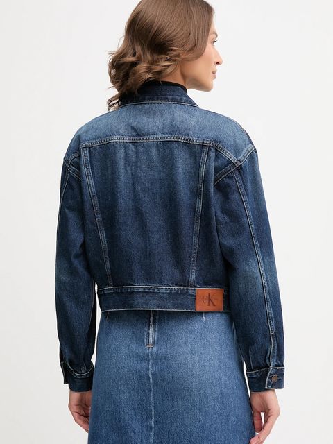 Calvin Klein Jeans kurtka jeansowa bawełniana kolor niebieski przejściowa LV047D838G